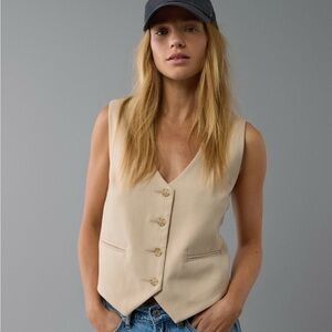 American Eagle Outfitters Beige Tan Oversized Vest